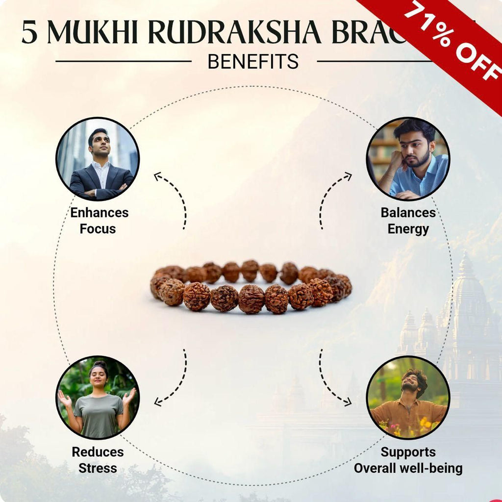 Handmade 5 Mukhi Rudraksha Bracelet