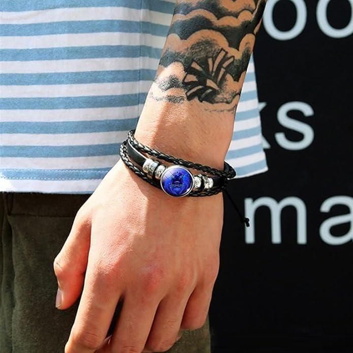 Handmade Guardian Bracelet Black Leather Bracelet Adjustable